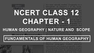 Human Geography | Nature and Scope - Chapter 1 Geography NCERT Class 12
