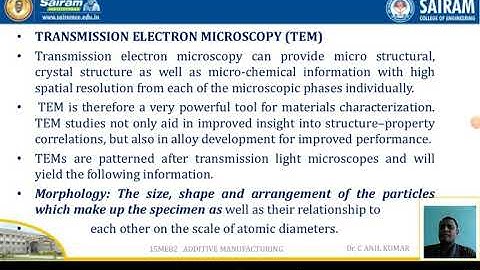 Lecture Video _15ME82_ Module 4 _ TEM & XRD _Dr C Anil Kumar