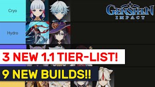 3 New Tier List With Patch 1 1 Top Meta 9 New Builds Genshin Impact Youtube