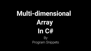 Multidimensional Array In C#