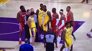 Huge Fight Between Lakers and Rockets in Lebron James Home Debut Game! (Rajon Rondo VS Chris Paul)