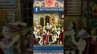 Skeleton Bar Retablo | Fun Day of the Dead Folk Art