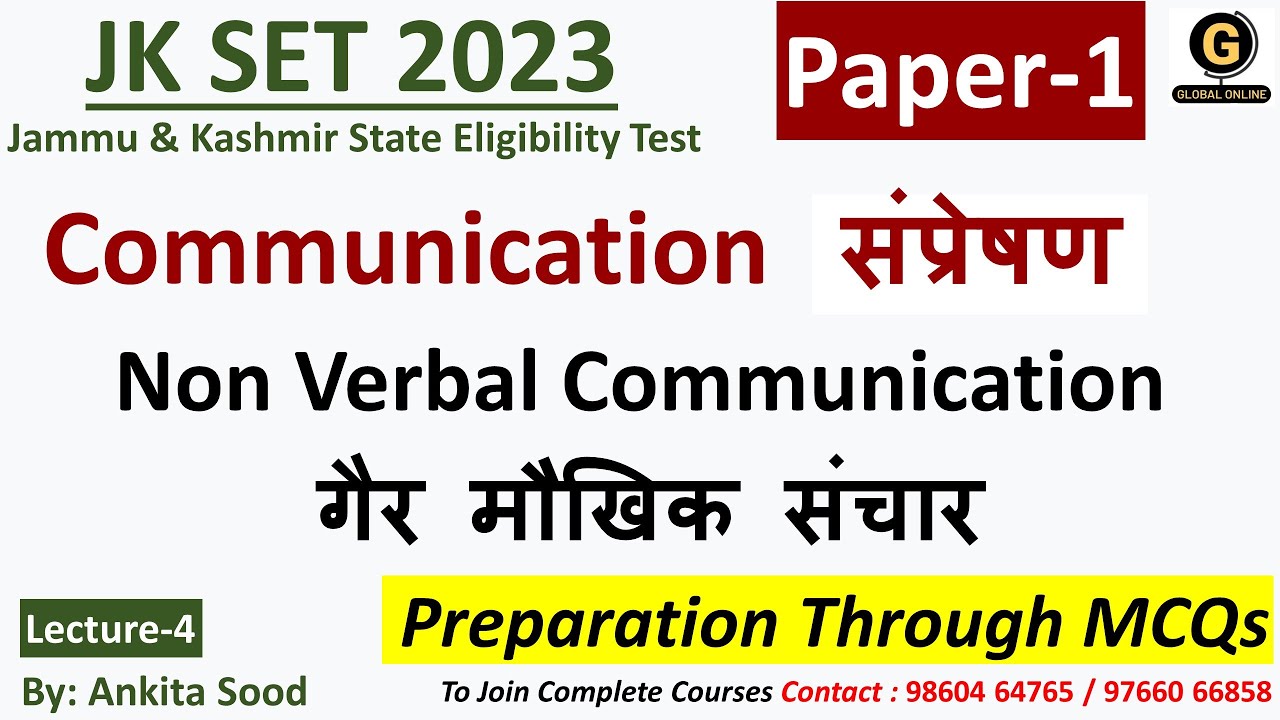 JK SET Paper 1 Preparation Non Verbal Communication MCQs for JK SET