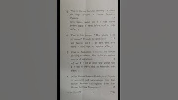 CRSU Human Resource Management question paper 2020||Semester-6||B. Com final year