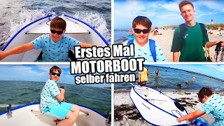 ERSTES MAL MOTORBOOT SELBER FAHREN😍