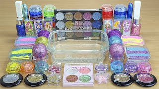 GLITTER SLIME Mixing makeup and glitter into Clear Slime Satisfying Slime Videos