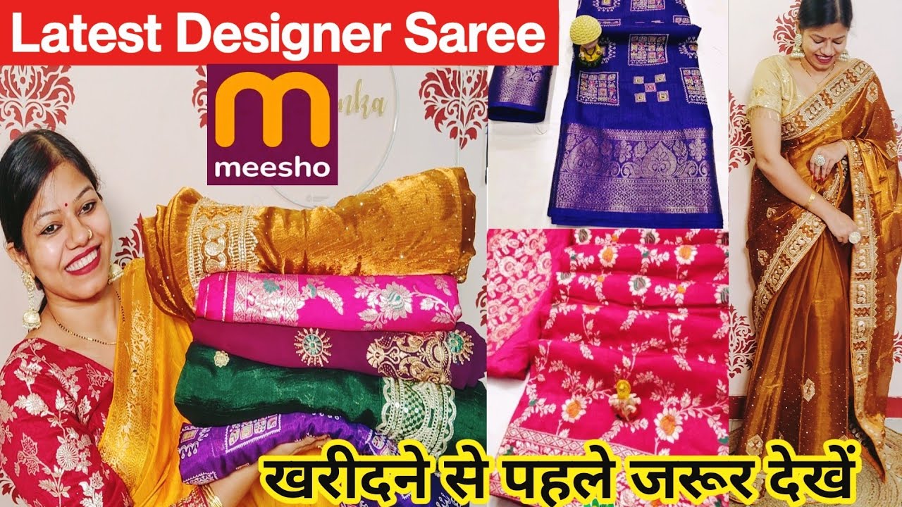 meesho-new-designer-saree-haul-under-1000-rs-jimmy-choo-dola-silk-haldi