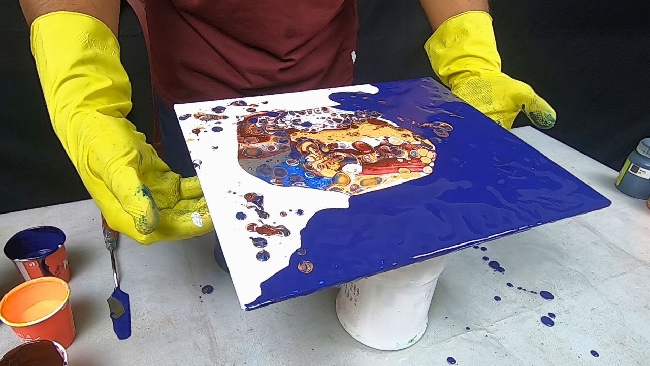 Easy Acrylic Fluid Art using Flip Cup Technique with 4 Colors - YouTube