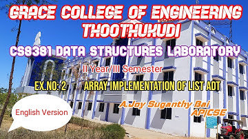 GRACE_COE_CSE_CS8381_DATA STRUCTURES LABORATORY_EX.2_Array Implementation Of List ADT