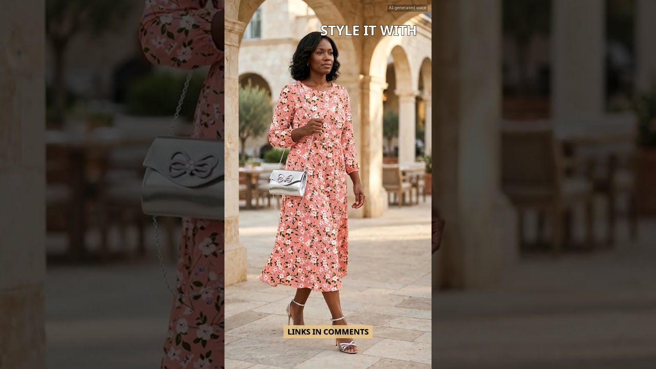 Woman wearing Zeagoo long sleeve flowy A-line boho midi dress with pockets, paired with Steve Madden Jypsey heels and Gurina
