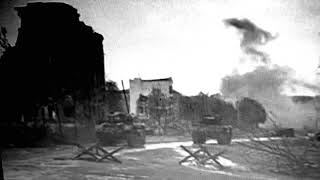 British Infantrymen And Churchill Avres In Action In The Centre Of Caen, Normandy In 10 July 1944