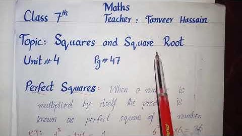 Maths Class 7 New countdown Unit#4.Squares and square root.