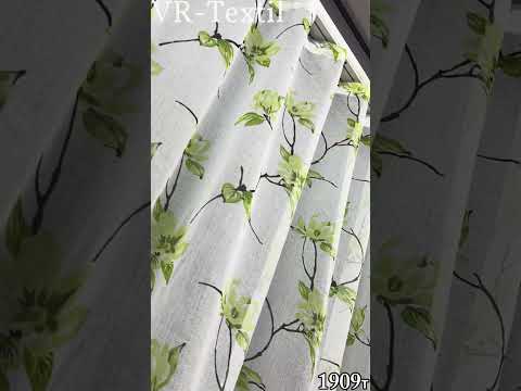 Тюль батист, колекція "Flora". Колір білий з салатовим. Код 1909т, видео 1