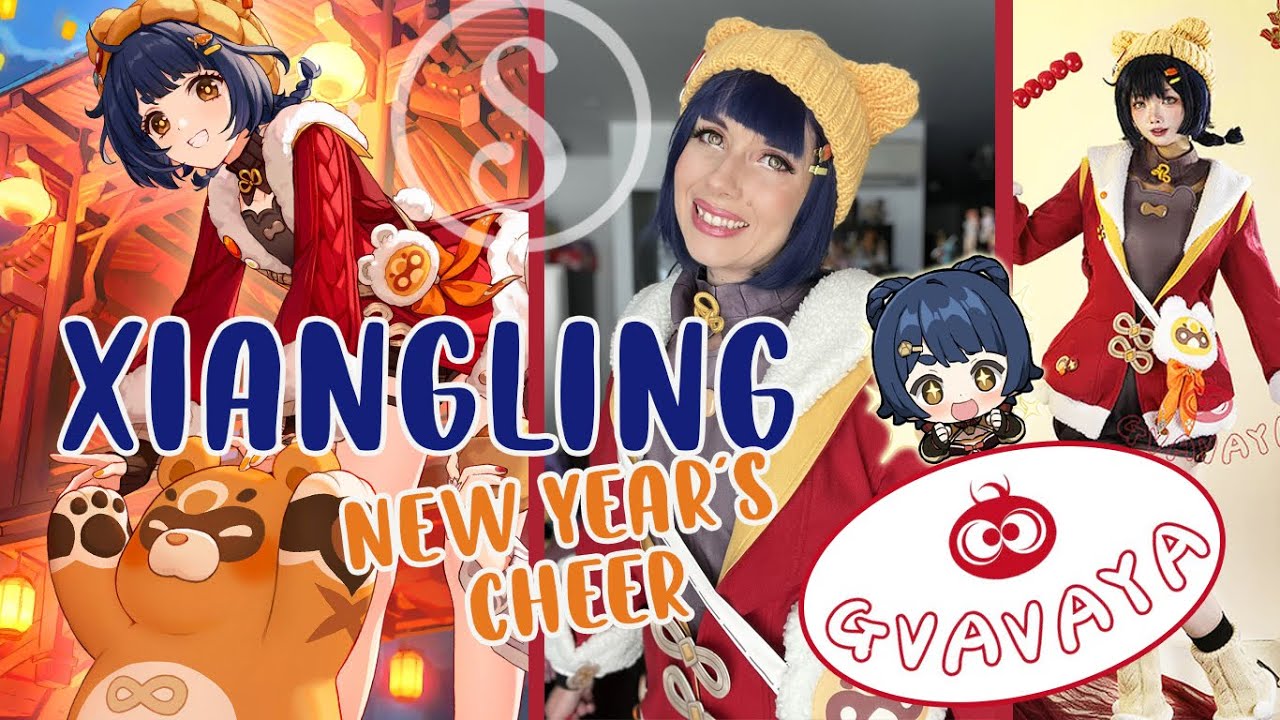🔥Xiangling NEW YEAR'S CHEER Skin Cosplay Review and Try-on!🐻