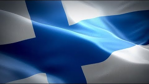 Finland flag video waving in wind. Realistic Finnish Flag background
