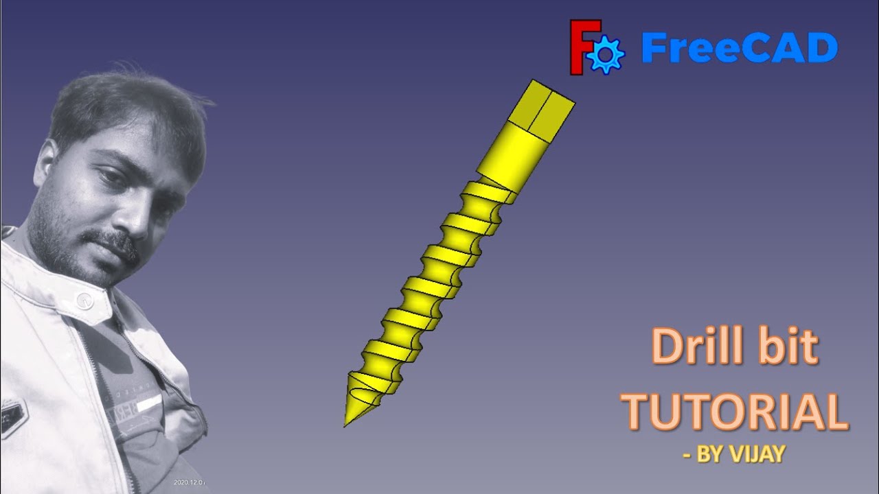 FreeCAD Tutorial : How to make a drill bit in Freecad || By Vijay # ...