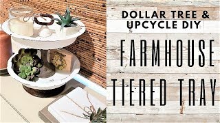 Farmhouse TIERED TRAY Home Decor DIY  ~ DOLLAR TREE DIY & Upcycle Tutorial