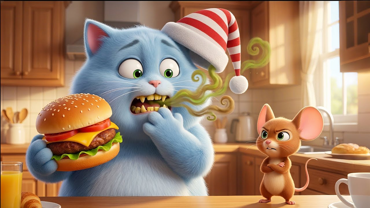 Zodo Tha cat eating Burger but forgot to brush | New cartoon.