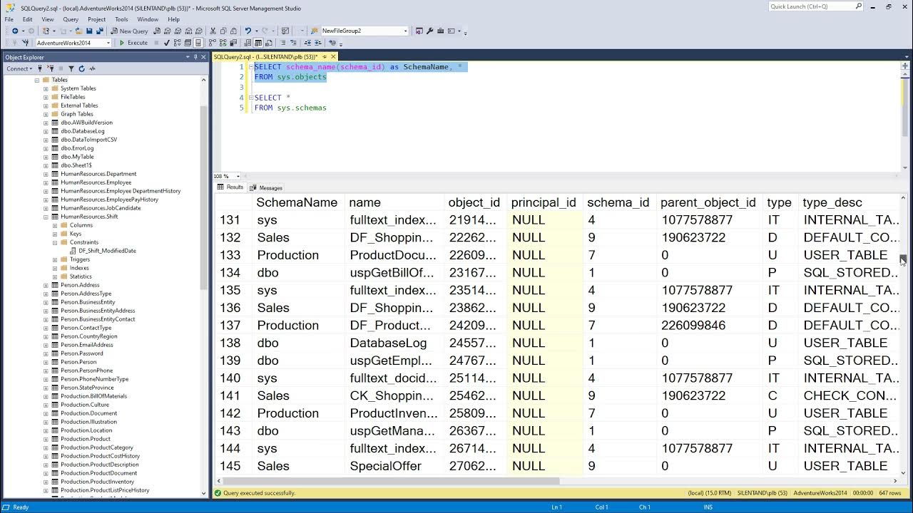 Retrieving a list of SQL Server objects (constraints, tables, views ...