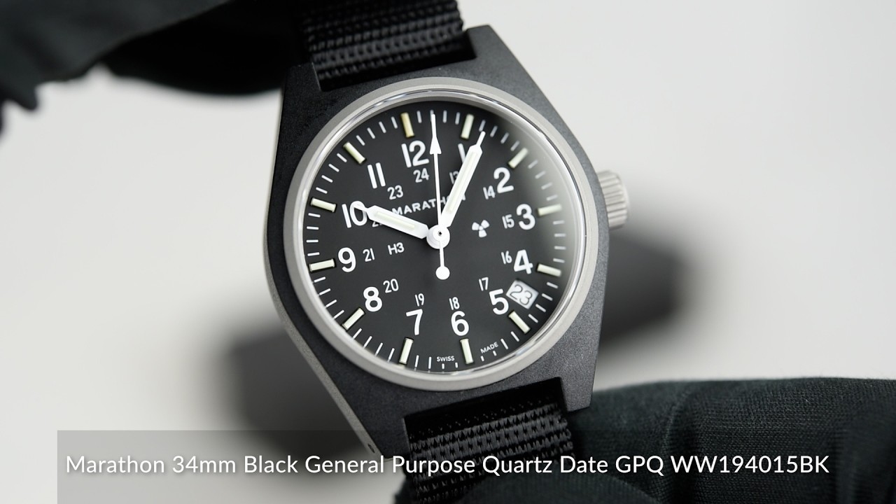 Marathon 34mm Black General Purpose Quartz Date GPQ WW194015BK
