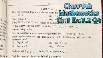 Ch:3 Ex 3.2 Q4 | 9th maths | Class 9th maths Ch:3 Logarithm Ex 3.2 Q:4
