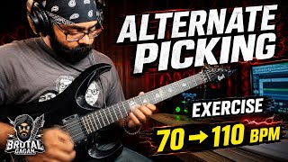 Alternate Picking Exercise | Descending 4s + Ascending Notes | 70-110 BPM | Brutal Gagan