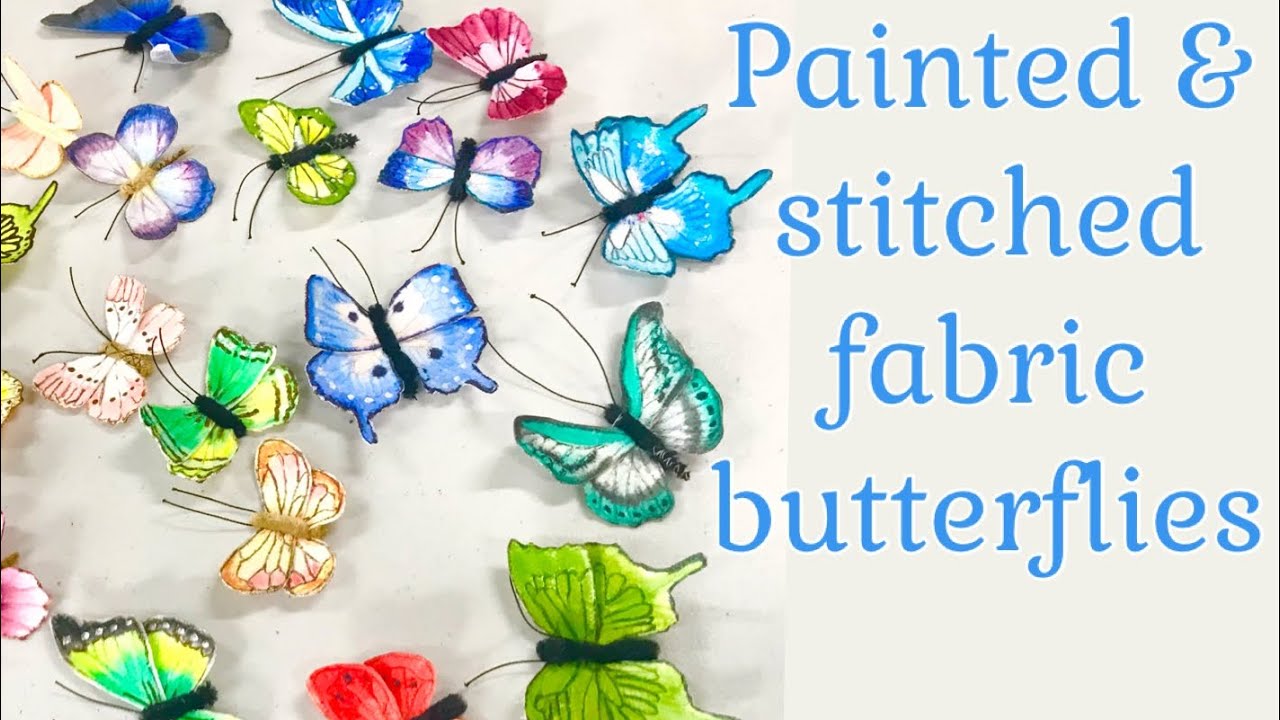 Нарисуйте и вышейте бабочку из ткани | текстильное искусство 