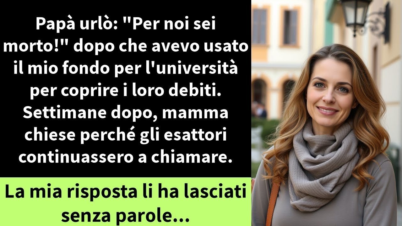 "Ho dato tutto il mio futuro a mia madre e mio padre. $46.320,12 del mio fondo universitario, spariti in cinque minuti. Pensavo fosse amore. Pensavo che la famiglia venisse prima di tutto. Invece,...