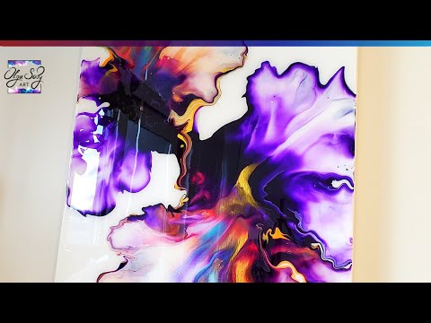 Paint and Water ONLY - Easy Acrylic Pouring Technique. Dutch Pour + Swipe  tutorial by Olga Soby f…
