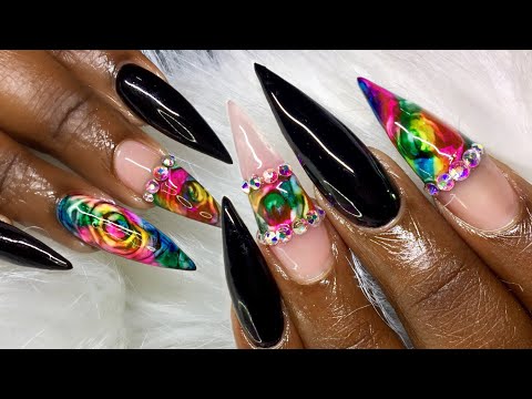 Rainbow Rose Nail Art Tutorial using Sharpie Markers
