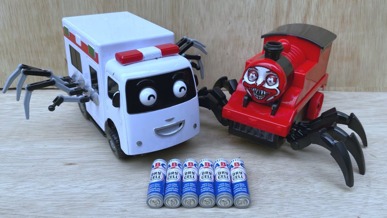 unboxing dan merakit mainan ambulance laba-laba,kereta monster laba-laba,kereta hantu spider
