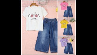 Set Bộ Thời Trang Bé Gái Áo Tay Ngắn In Hoa Cúc Quần Denim Suông Size Đại (6 - 11 tuổi) - Babi.vn