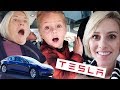 KiDS AND PARENTS REACT TO TESLA MODEL 3! Fast Electric Car! | Ellie And Jared