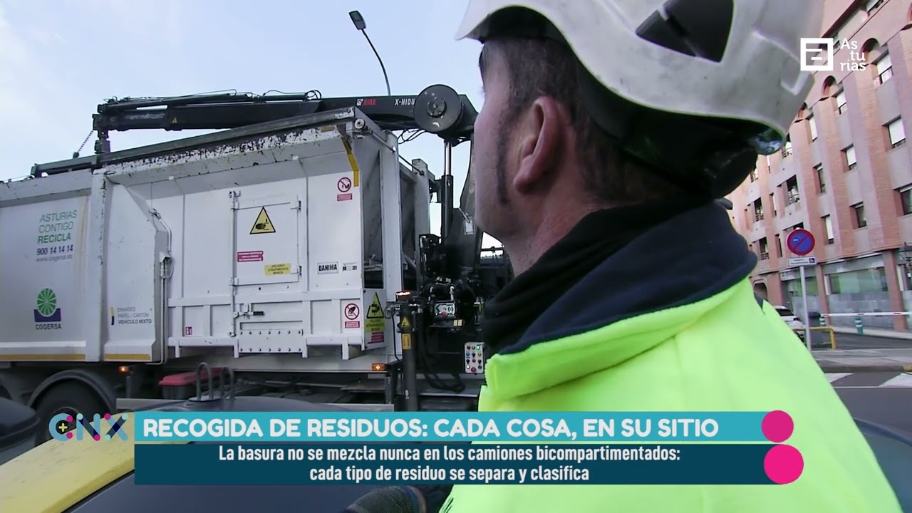 Conexión Asturias sigue la ruta de un camión mixto de Cogersa que recoge a la vez papel y envases 🟡🔵