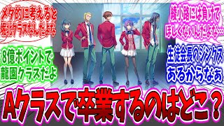 「最終的にAクラスで卒業するのはどのクラスだと思う？」に対するネットの反応集【ようこそ実力至上主義の教室へ 3年生編 1巻】【よう実】【綾小路清隆】