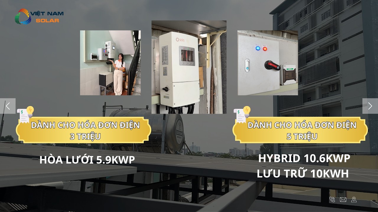 Chi Phí Lắp Điện Mặt Trời Gia Đình Hybrid 15kWp Có Lưu Trữ BYD 10kWh