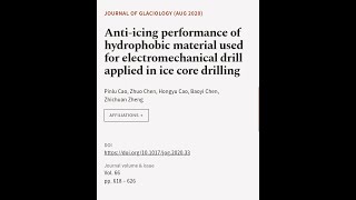 Anti-icing performance of hydrophobic material used for electromechanical drill appli... | RTCL.TV