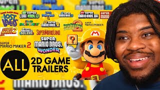 All 2D Super Mario Game Trailers (1985-2023) | Reaction