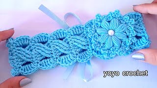 خطوة بخطوة !! كروشية بندانة أطفال رووووعة - يمكنك بيع الكثير منها !!! Wow amazing crochet headband