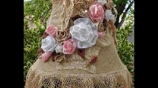 ⁣Настольные абажуры своими руками из мешковины. Фото абажура своими руками