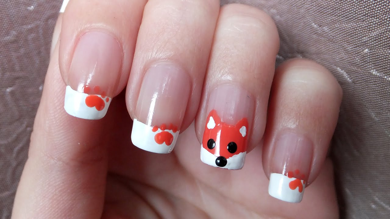 fox and deer nail art