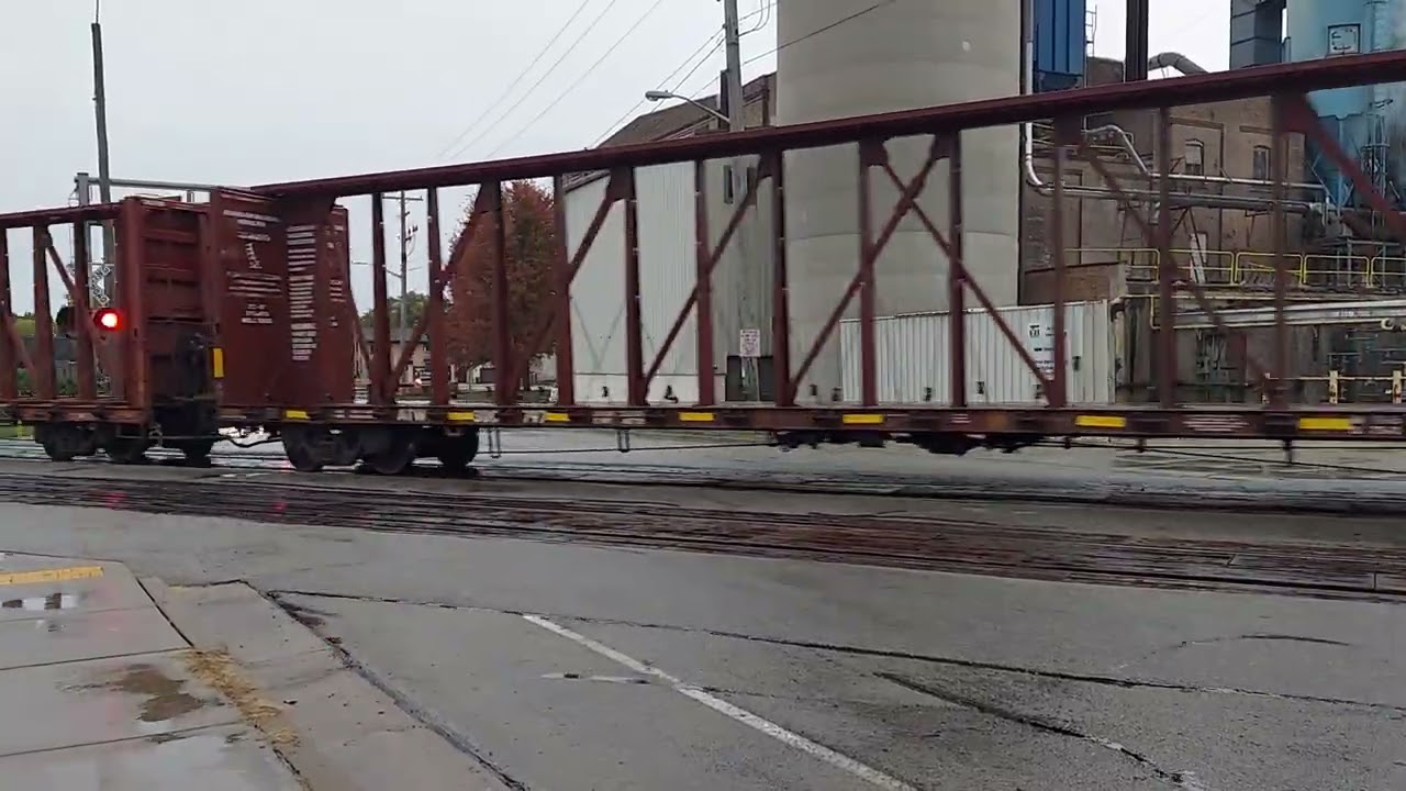 Northbound centerbeam train