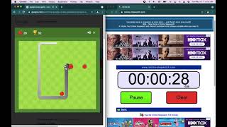 Google Snake Game, 50 apples, Standard Board, Standard mode (About 58s, 496ms)