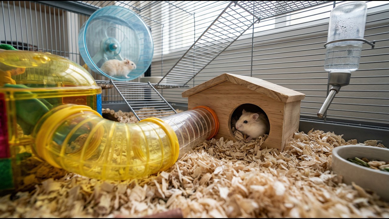Cozy Hamster Habitat 🐹 | Soft Wheel Sounds & Spa Ambience (8 Hours ...