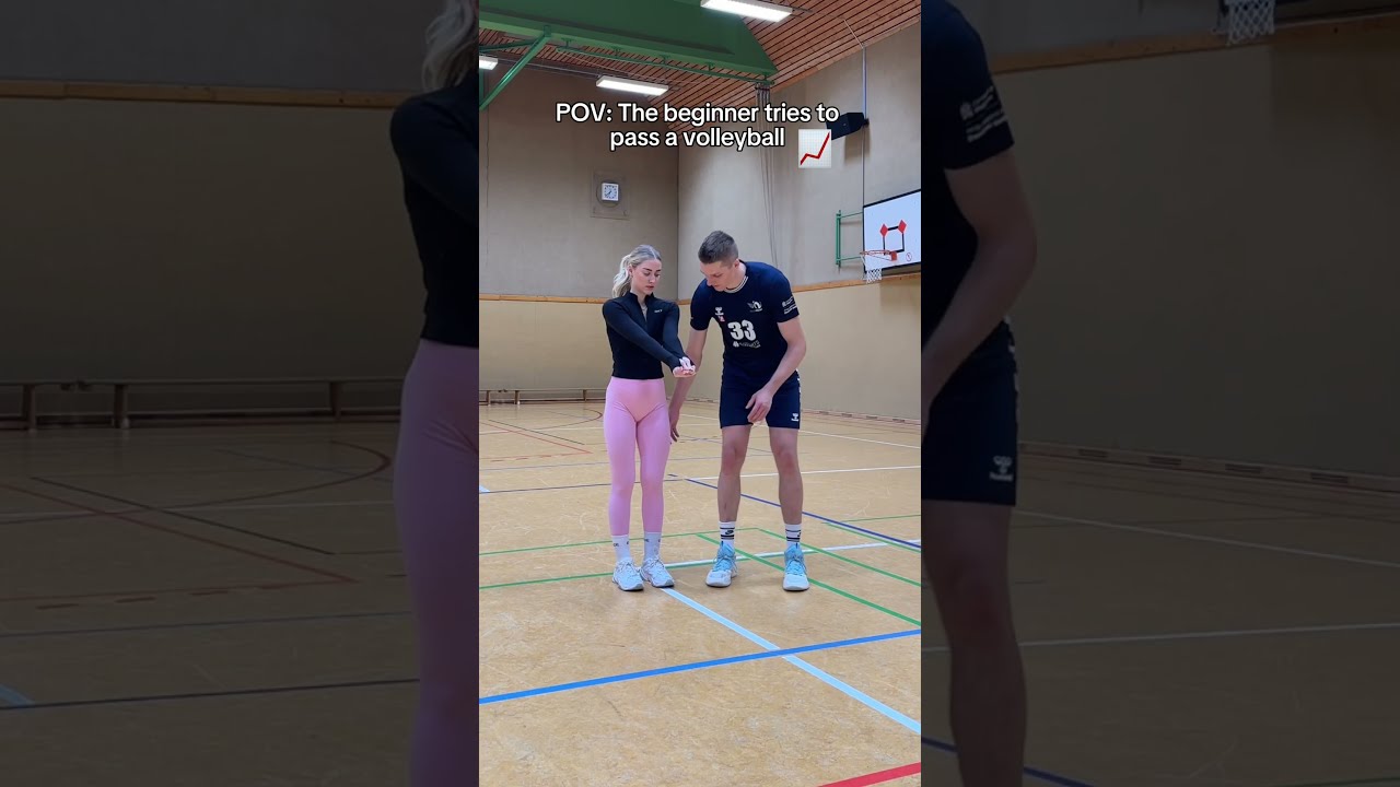 Volleyball Beginner Learns How To Pass