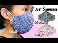 JUST 3 MINUTES - Simple 3D Face Mask Sewing Tutorial【S-M-L】DIY Face Mask for beginner