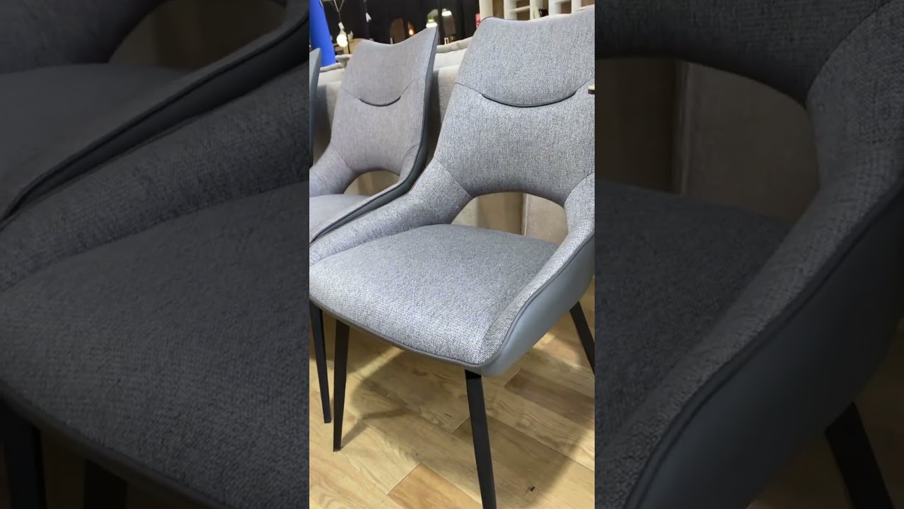 Chaise salle a manger design moderne grise pivotante pieds métal confortable contemporaine - Flavia