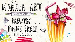 Drawing Mango shake with Markers  ||  Realistic illustration with Copic Markers || Marker art