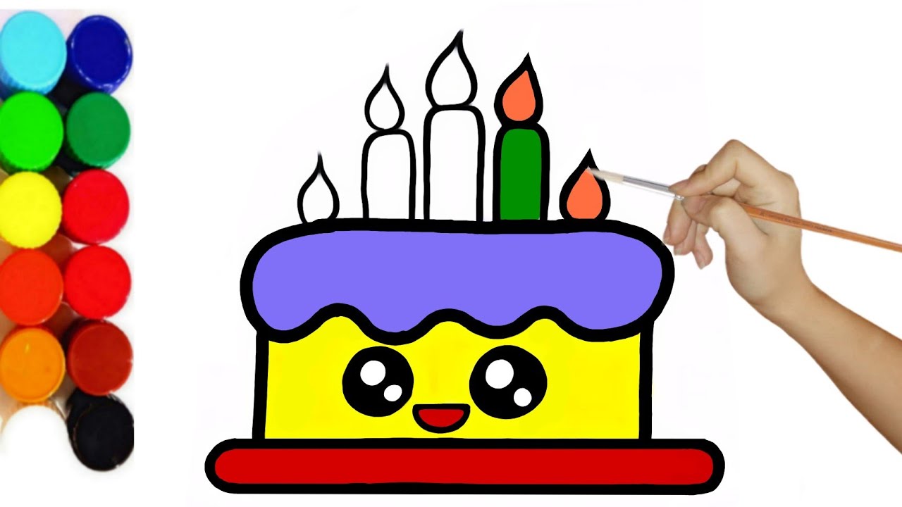 How to draw a Birthday cake 🎂 step by step Cake drawing and Coloring