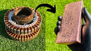 Copper Casting Motor Rotor Stators - Scrapyard Salvage Dumpster Diving -ASMR Metal Melting BigStackD